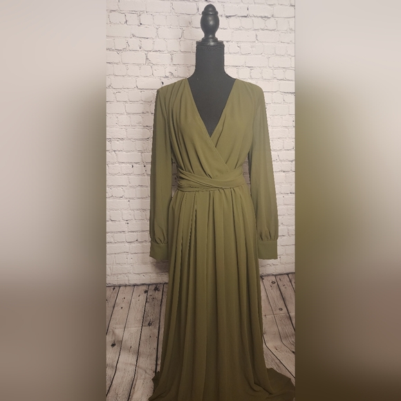 Baltic Born Lydia- Long Sleeve Maxi Dress Olive green - Picture 6 of 11
